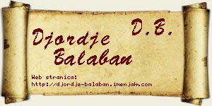 Đorđe Balaban vizit kartica